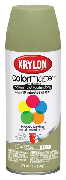 Pintura en aerosol Krylon ColorMaster Satin Avocado de 12 oz (paquete de 6)