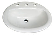 Lincoln Products 020451 20" X 17" Oval White Drop In Lavatory Sink