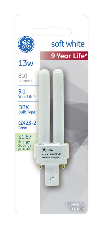 GE Energy Smart 13 W T4 4.84 in. L CFL Bulb Soft White A-Line 2700 K 1 pk
