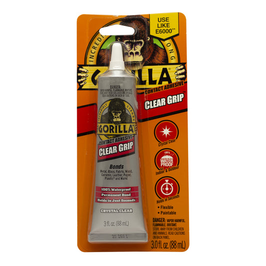 Gorilla Clear Grip High Strength Contact Adhesive 3 oz. (Pack of 6)
