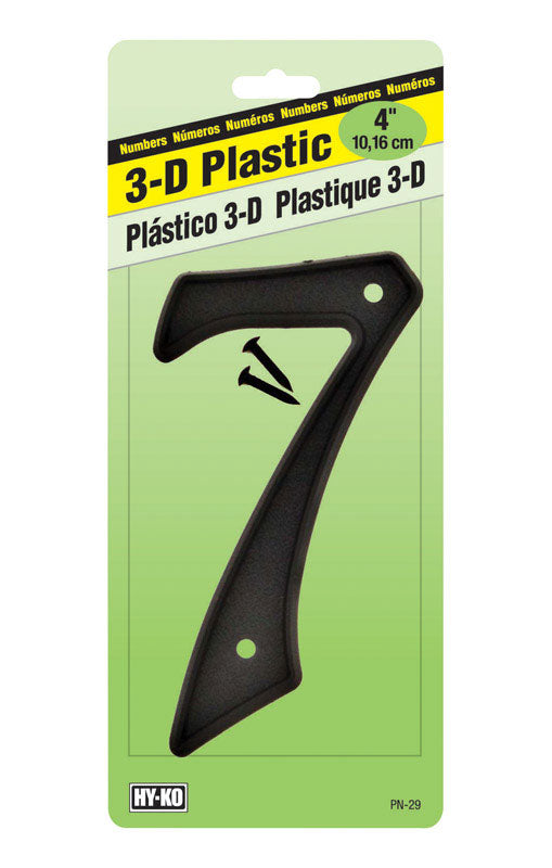 Hy-Ko 4 in. Black Plastic Nail-On Number 7 1 pc.