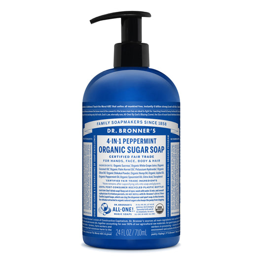 Dr. Bronner's Organic Peppermint Scent Sugar Soap 24 oz. (Pack of 12)