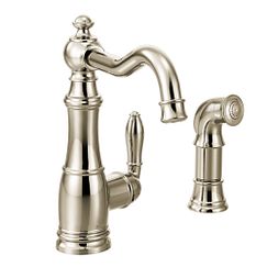 Polished nickel one-handle high arc kitchen faucet