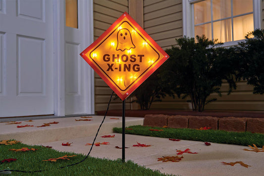 Celebrations Ghost X-ing Lighted Clear Lawn Decoration 14 in. H 1 pk (Pack of 8)