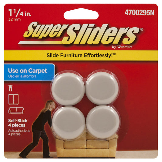 SuperSliders White 1-1/4 in. Adhesive Plastic Chair Glide 4 pk