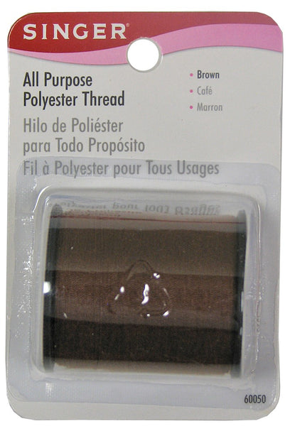Hilo de poliéster multiusos marrón Singer 60050 de 150 yardas