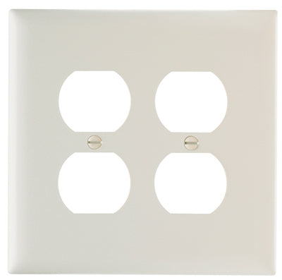 Double Duplex Outlet Opening Nylon Wall Plate, 2 Gang, Almond