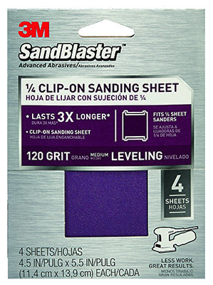 3M Sandblaster 5-1/2 in.   L X 4-1/2 in.   W 120 Grit Aluminum Oxide Sandpaper 4 pk