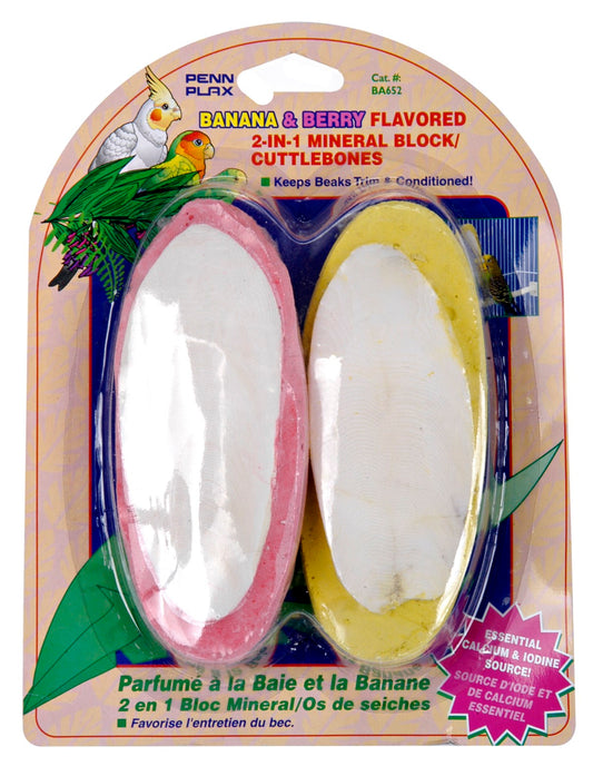 Penn Plax BA652 Banana & Berry Flavored 2 In 1 Bird Supplement 2 Count