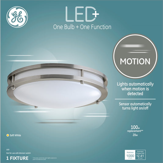 GE Lighting LED+ 10.9 in. H x 14.8 in. W x 9.5 in. L White LED Ceiling Light Fixture