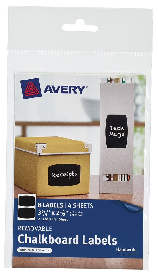 Avery 73301 2-1/2" X 3-3/4" Black Removable Chalkboard Labels