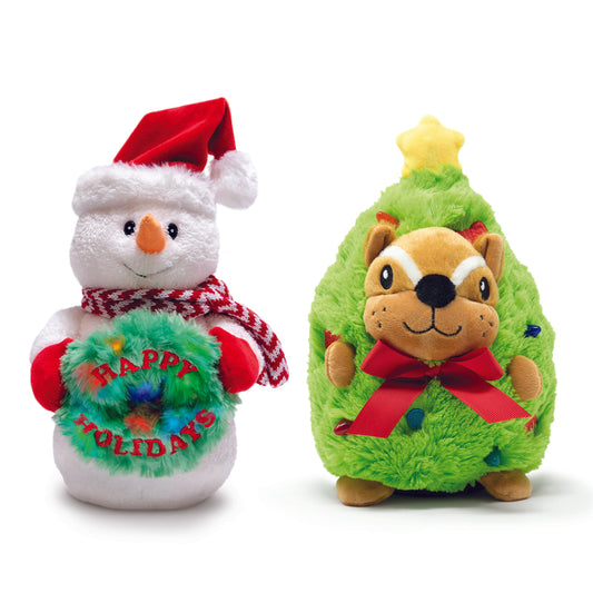 Cuddle Barn Animated Snowman and Chipmonk in Tree Christmas Decoration Plush 1 pk (Pack of 6)