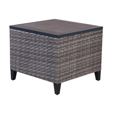 Serronova Side Table, Faux Wood Top, Light Gray Wicker/Aluminum