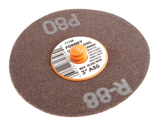 Forney Quick Change 3 in.   Aluminum Oxide Adhesive Sanding Disc 80 Grit 1 pk