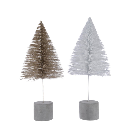 Decoris Mini Glitter Trees Christmas Decoration Assorted Metal 1 pk (Pack of 12)