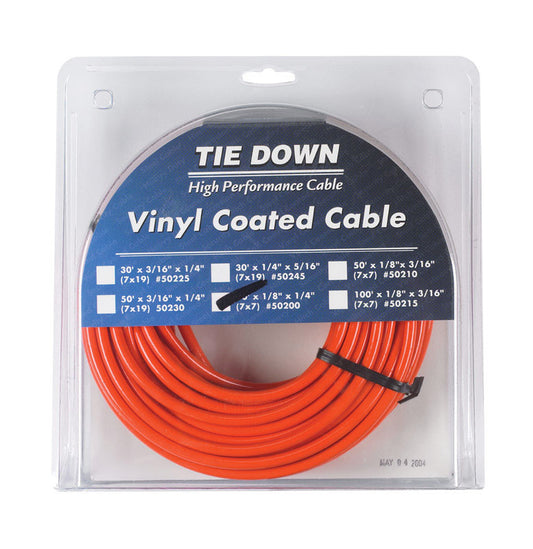 Tie Down Engineering  Vinyl Coated  Galvanized Steel  1/8 in. Dia. x 50 ft. L Aircraft Cable