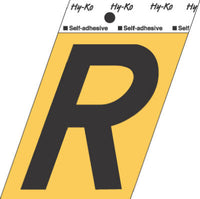 Address Letters, "R", Black/Gold Aluminum, Adhesive, 3.5-In. (Pack of 10)