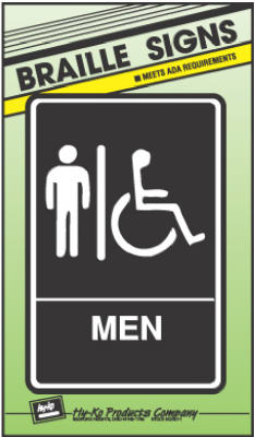 Hy-Ko English Men (Handicap, Braille) Sign Plastic 9 in. H x 6 in. W (Pack of 3)