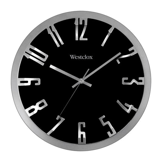 Westclox 12 in. L X 12 in. W Indoor Modern Analog Wall Clock Glass/Plastic Black/Silver
