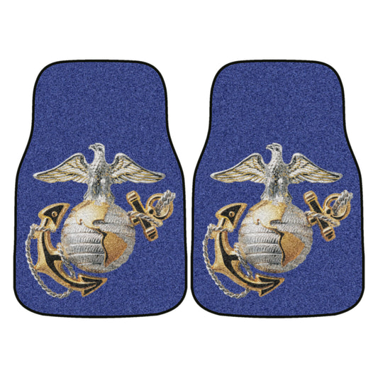 U.S. Marines Eagle, Globe, and Anchor Carpet Car Mat Set - 2 Pieces