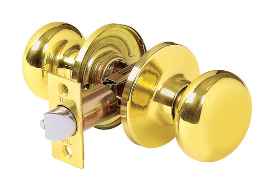 Tell Parkland Bright Brass Passage Lockset 1-3/4 in.