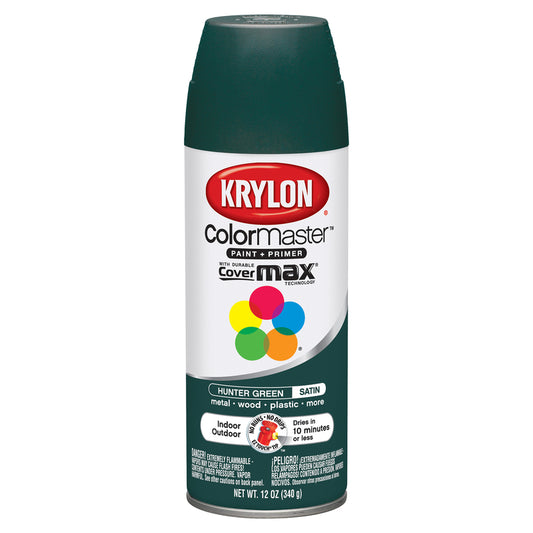Krylon ColorMaster Satin Hunter Green Spray Paint 12 oz. (Pack of 6)