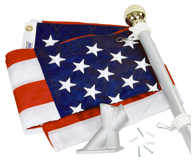 Aluminum Pole Flag Set With Gold Ball Ornament, 6-Ft. x 1.25-In.