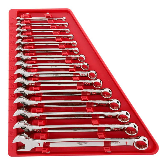 Milwaukee  MAX BITE  various   x various   x 15.04 in. L SAE  Combination  Wrench Set  15 pc.