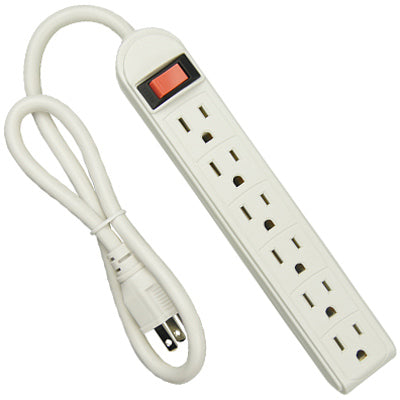 6-Outlet Power Strip, White, 2-Pk. (Pack of 8)