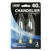 Feit Electric 40 W Flame Tip Chandelier Incandescent Bulb E12 (Candelabra) Soft White 2 pk