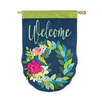 FLOWER HOUSE GRN BURLAP FLAG