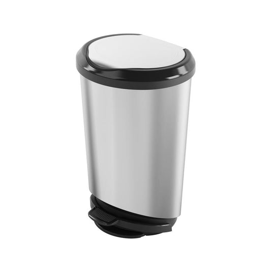 KIS Silver Stainless Steel Tondo Step On Large Wastebasket 11 gal. (Pack of 4)