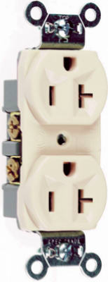 Duplex Outlet, Heavy-Duty, Light Almond, 125-Volt, 20-Amp