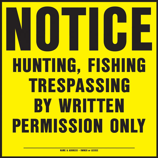 Hy-Ko Yp-12 11 X 11 Plastic No Hunting Sign (Pack of 20)