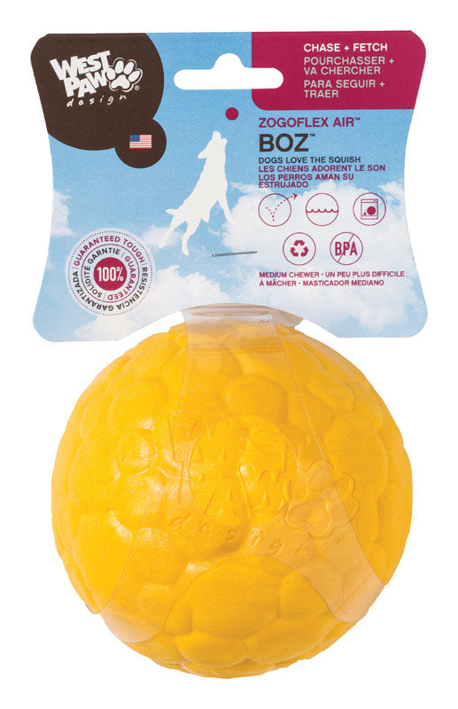 West Paw Zogoflex Air Yellow Boz Synthetic Rubber Ball Dog Toy Large
