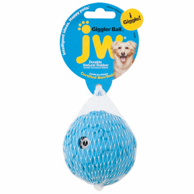 JW Pet Blue Rubber Giggler Ball Dog Toy Medium 1 pk