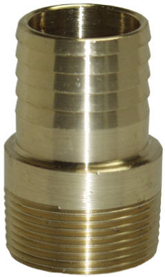 Yellow Brass Threaded Male Adapter, Barbed End, 1.5-In.