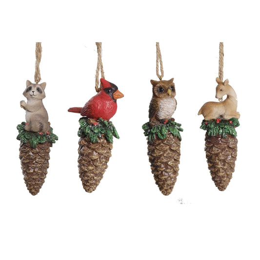 Sinomart  Pinecone Animals  Christmas Ornament  Assorted  Resin  1 pk (Pack of 4)