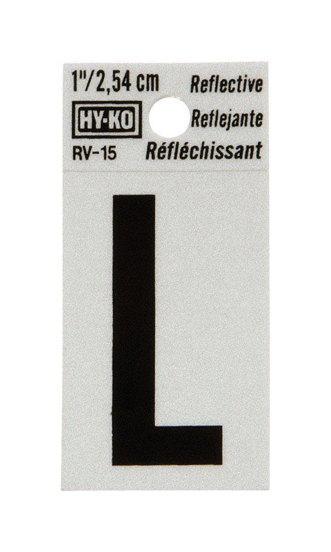 Hy-Ko 1 in. Reflective Black Vinyl Letter L Self-Adhesive 1 pc. (Pack of 10)