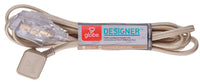 Designer Extension Cord, 3-Outlet, Gold, 9-Ft.