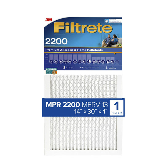 Filtrete 14 in. W X 30 in. H X 1 in. D Fiberglass 13 MERV Pleated Allergen Air Filter 1 pk (Pack of 6)