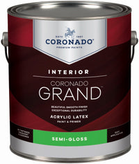 Grand Interior Latex Paint & Primer In One, Semi Gloss, Tintable White, Gallon (Pack of 4)