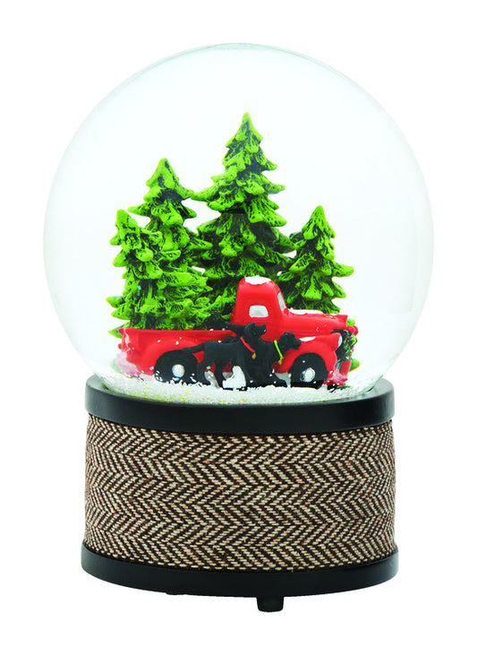Roman Multicolored Pick-up with Dogs Waterglobe Tabletop Decor Indoor Christmas Decor