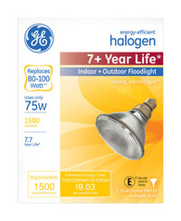 GE  75 watts PAR38  Floodlight  Halogen Bulb  1,500 lumens White  1 pk