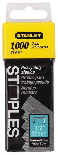 Stanley Hand Tools CT308T 1/2" Flat Narrow Crown Cable Staples 1,000 Count