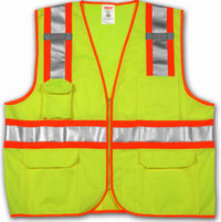 Hi-Viz Vest, ANSI 107 Class II, Lime/Yellow Polyester Mesh, Small/Medium