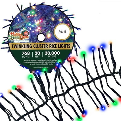 1504l Twinkling Cluster Rice Light Reel - Gr/Multi