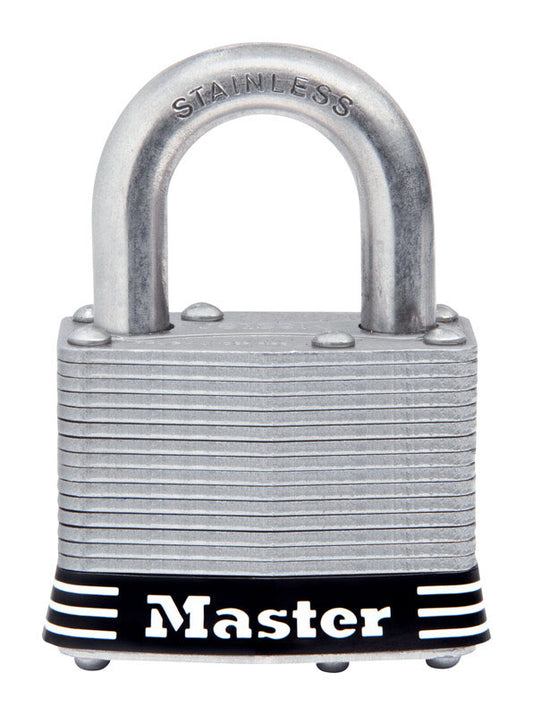Master Lock  2 in. W Stainless Steel  4-Pin Tumbler  Laminated Padlock  1 pk Keyed Alike