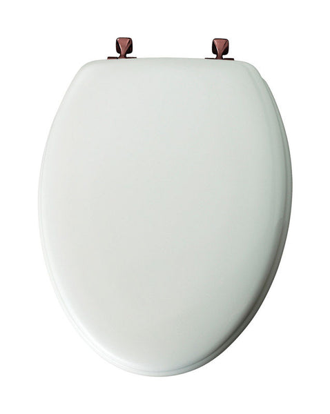 Asiento de inodoro de madera moldeada blanca alargada Bemis
