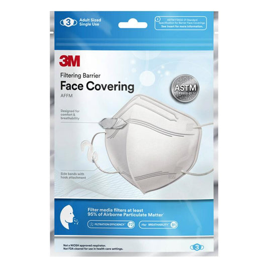 3M Filtering Barrier Face Cover AFFM-3-DC White 3 pk